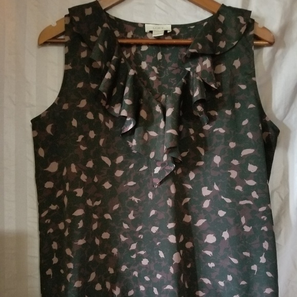 LOFT Tops - Speckled LOFT Tank Top With Ruffled V-Neck